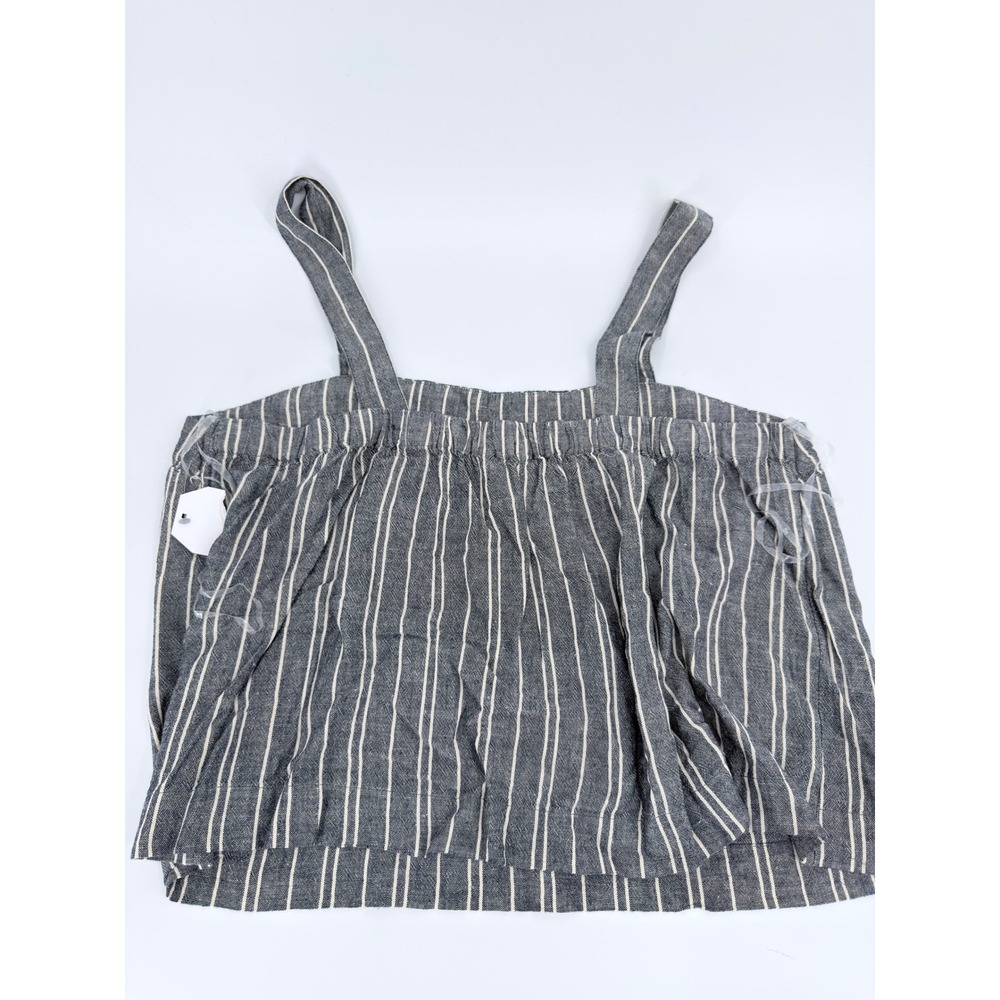 Time and Tru Cami Tank Top Striped Modern Womens XXL 20 Gray White Linen Blend - Picture 8 of 8